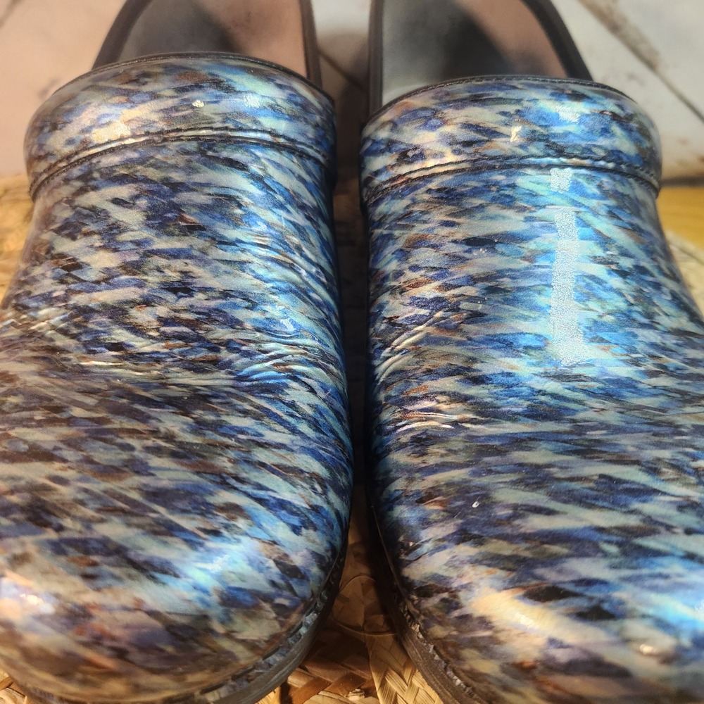 Dansko LT Professional Blue Silver Metalli Clogs Shoes Womens 39 EU 8.5-9 US - Picture 10 of 10